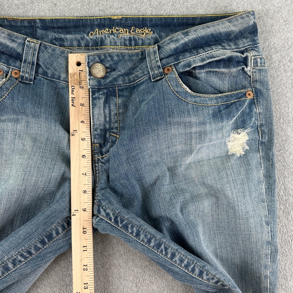 NWT American Eagle Jeans Women 14 Boyfriend Distressed Low Rise Wide Leg Flare - Picture 11 of 13